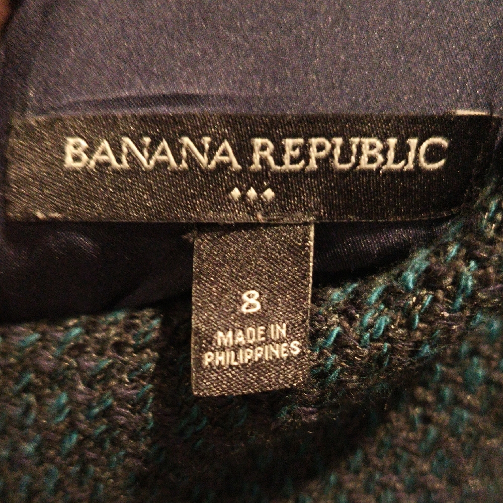 FINAL PRICE Banana Republic Black and Teal Woven Dress Size 8